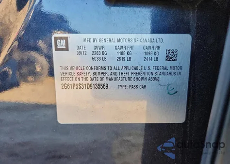 2013 Cadillac Xts Luxury Collection z USA, uszkodzony, nr VIN 2G61P5S31D9135569